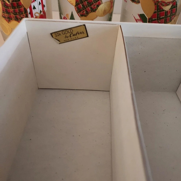 Vintage Frosted Culver 22kt Gold Holiday Yule Bear Shammed Highballs x 4 - Picture 3 of 12